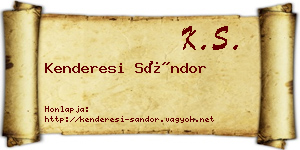 Kenderesi Sándor névjegykártya